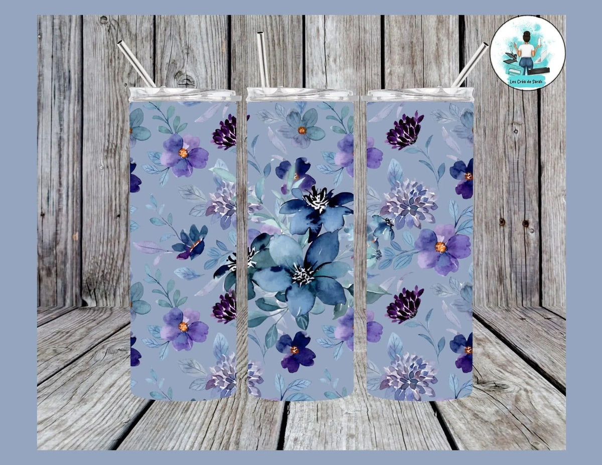 Verre isotherme « Fleurs bleues »