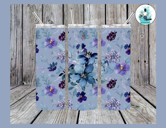 Verre isotherme « Fleurs bleues »